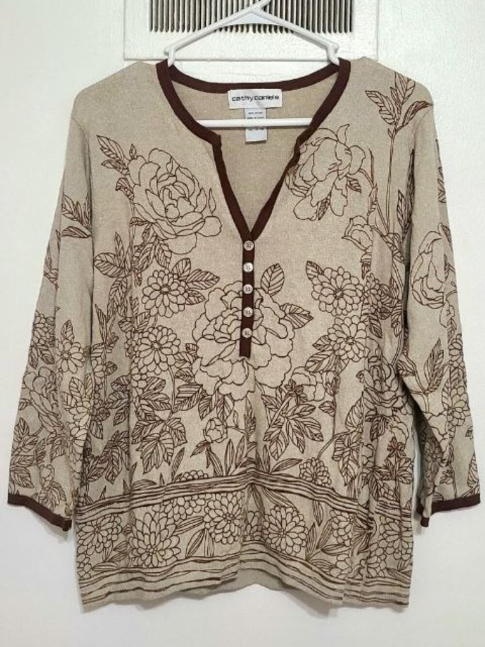 Floral 3/4 Sleeve Blouse – Size L